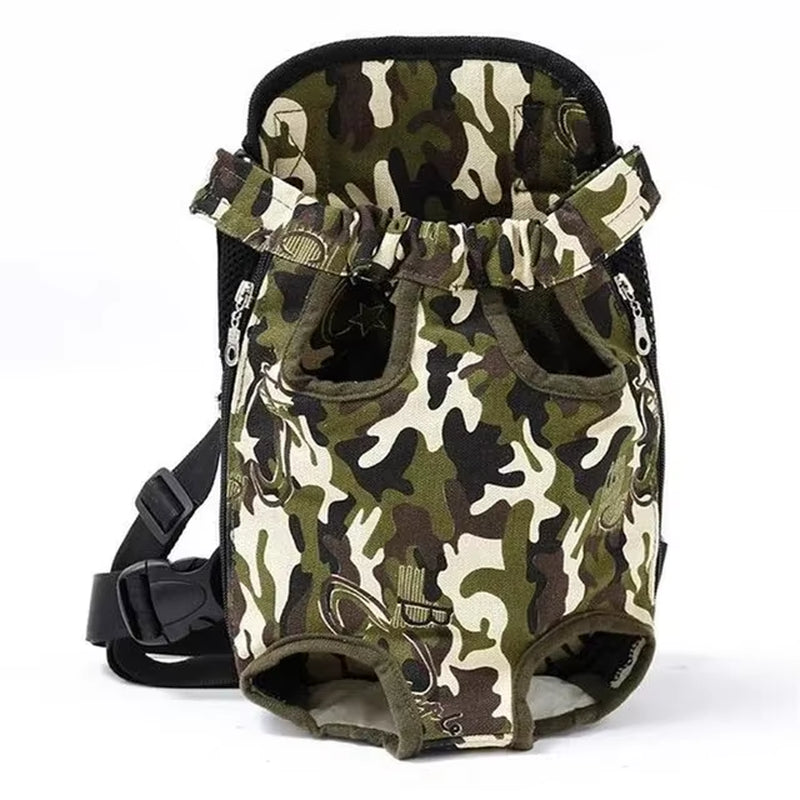 Adventurous Pup's Ultimate Backpack: Mesh Camouflage Carrier for Fashionable Furry Friends!
