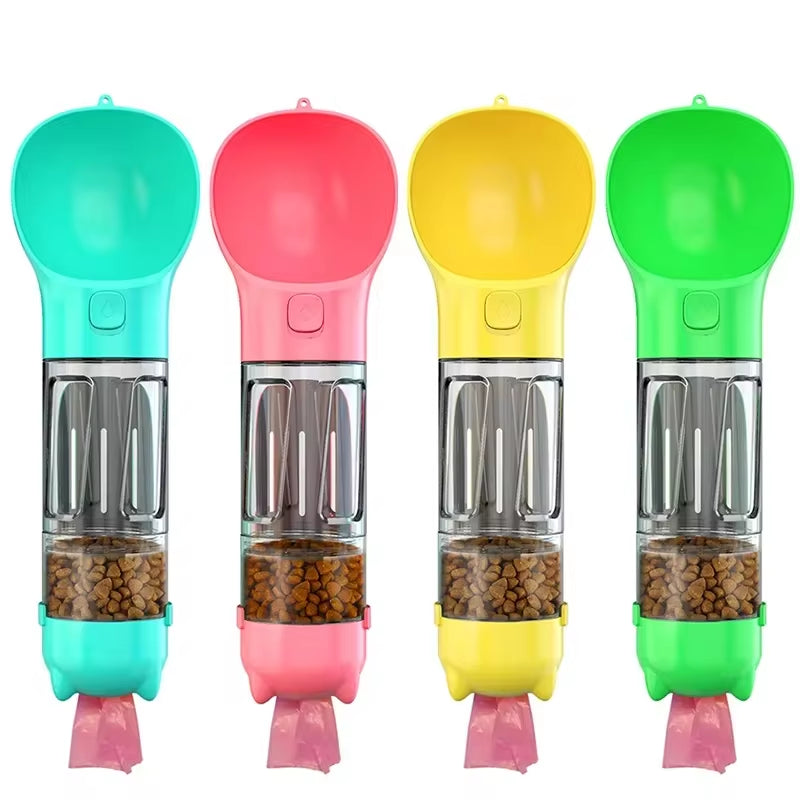 The Ultimate Adventure Buddy: Portable 3-in-1 Water Bottle, Food Feeder & Poop Dispenser for Your Furry Friends!