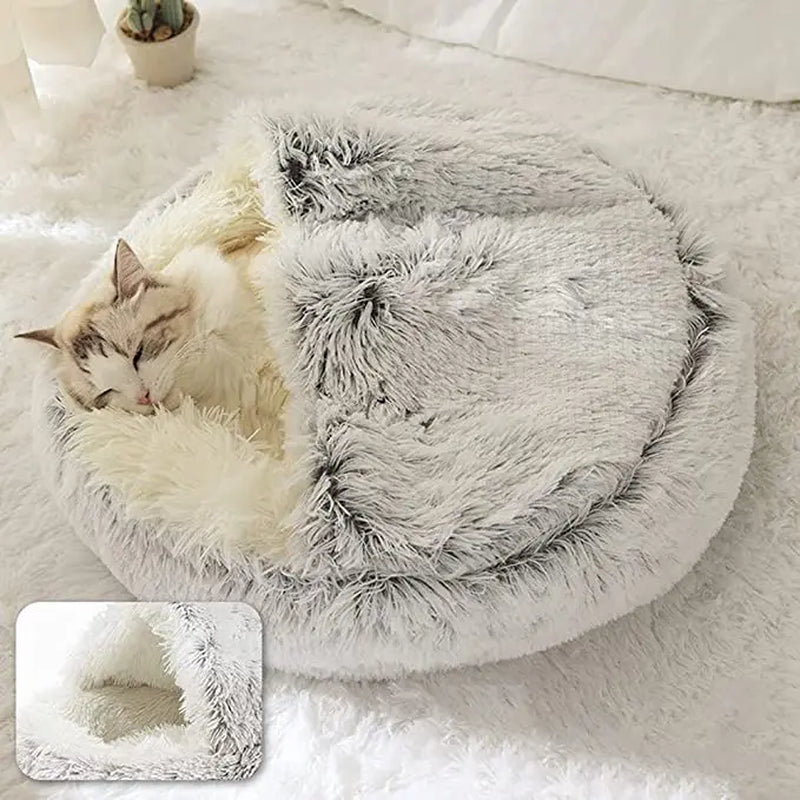 Cozy Cat Cloud: The Purr-fect Plush 2-in-1 Winter Bed for Feline Royals and Small Pawesome Pooches!