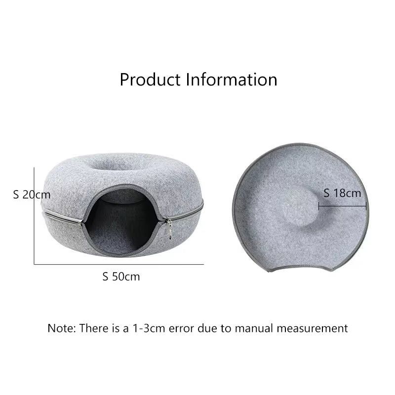The Cozy Cat Carnival: Donut Shaped Interactive Tunnel Bed for Cats, Bunnies, and Ferrets!