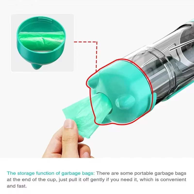 The Ultimate Adventure Buddy: Portable 3-in-1 Water Bottle, Food Feeder & Poop Dispenser for Your Furry Friends!